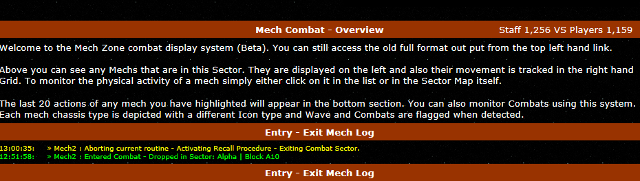Combat logs beneath the main list and grid